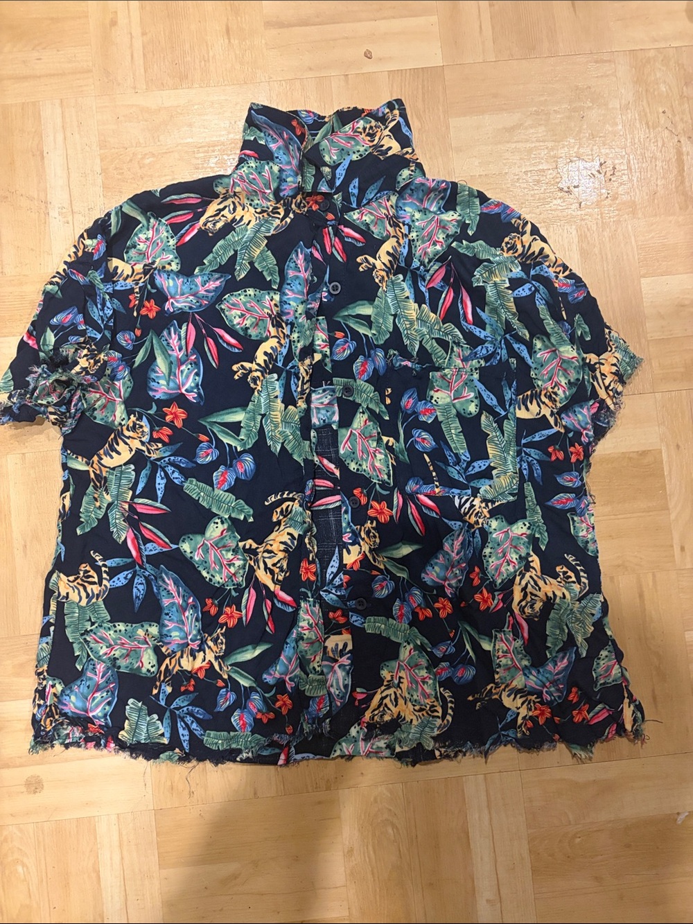 Philosophy Navy Tropical Print Button-Down Shirt
